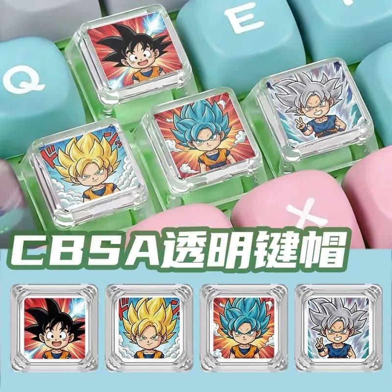 Dragon Ball Super Saiyan Cartoon Keycaps Personalized Anime Mechanical Keyboard Transparent Keycaps Anime Merchandise Wholesale