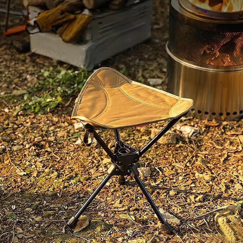 360 ° rotating portable folding camping stool, outdoor tripod chair with non-slip feet, thickened reinforcement
