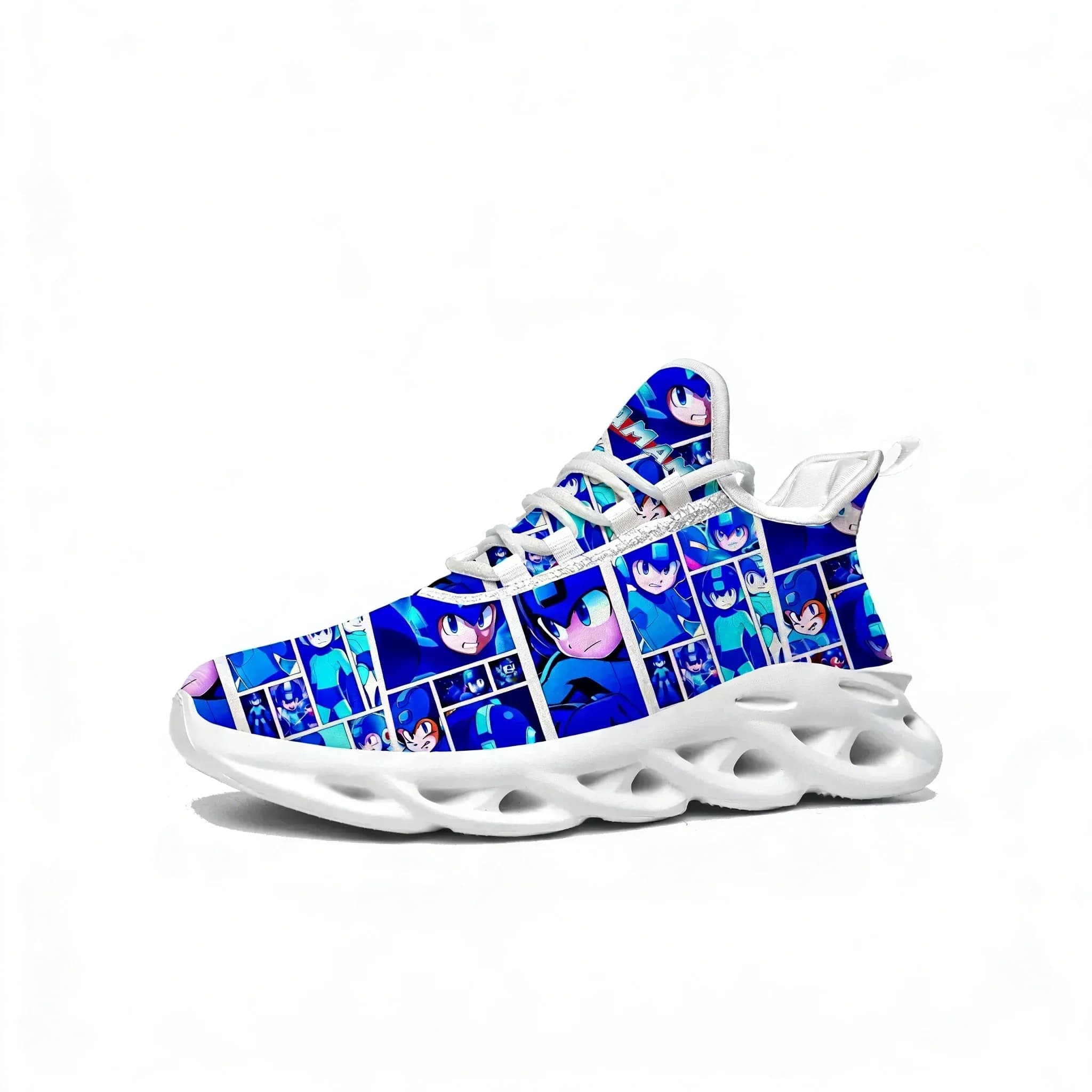 Scarpe da ginnastica Mega Man Megaman, scarpe da corsa sportive da uomo e da donna ispirate al cartone animato giapponese, personalizzabili con lacci.
