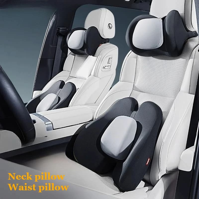 Ergonomic Seat Cushion Car Seat Pillow Neck Pillow Memory Cottom Car Accessories Interior Travel Waist Support Car Headkrest