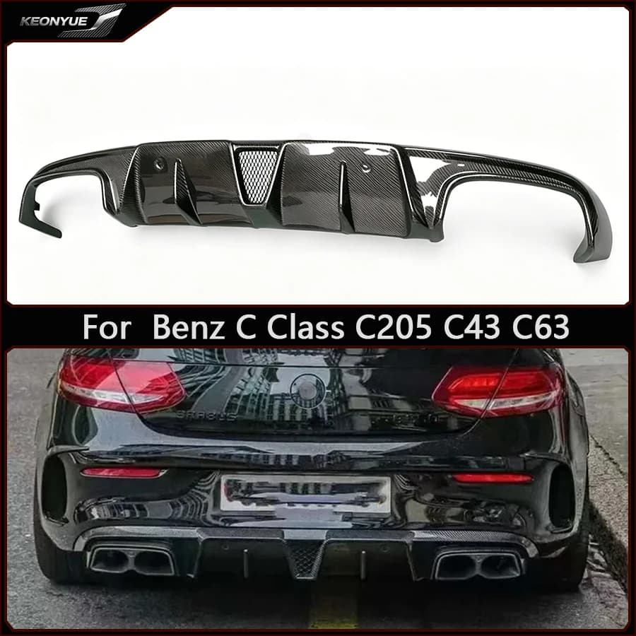 For Mercedes Benz C Class W/C205 C43 C63 Carbon Fiber Back lip Rear Bumper Diffuser Splitters Spoiler Car Accessories body kit
