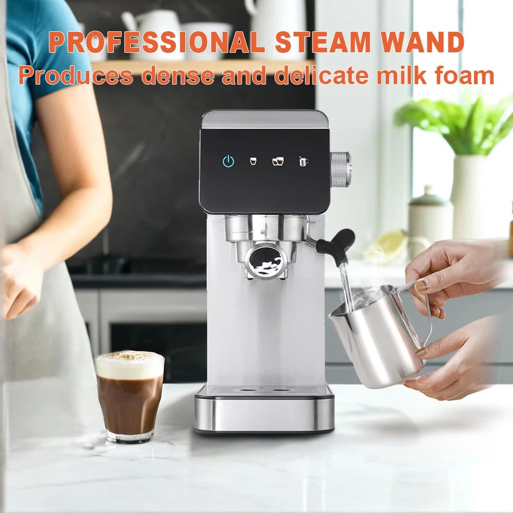 220-240V 1350 W Stainless Steel Electric Semi-Automatic Espresso Coffee Machine Thermoblock Heating Touch Panel Household