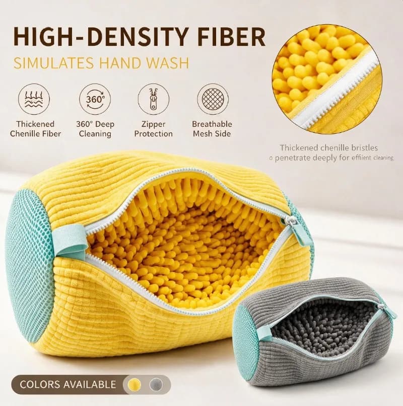 Zipper Thickened Shoe Washing Bag, Machine Wash Special Laundry Bag, Anti-Deformation Shoe Mesh Laundry Pouch, Shoe Wash Cover