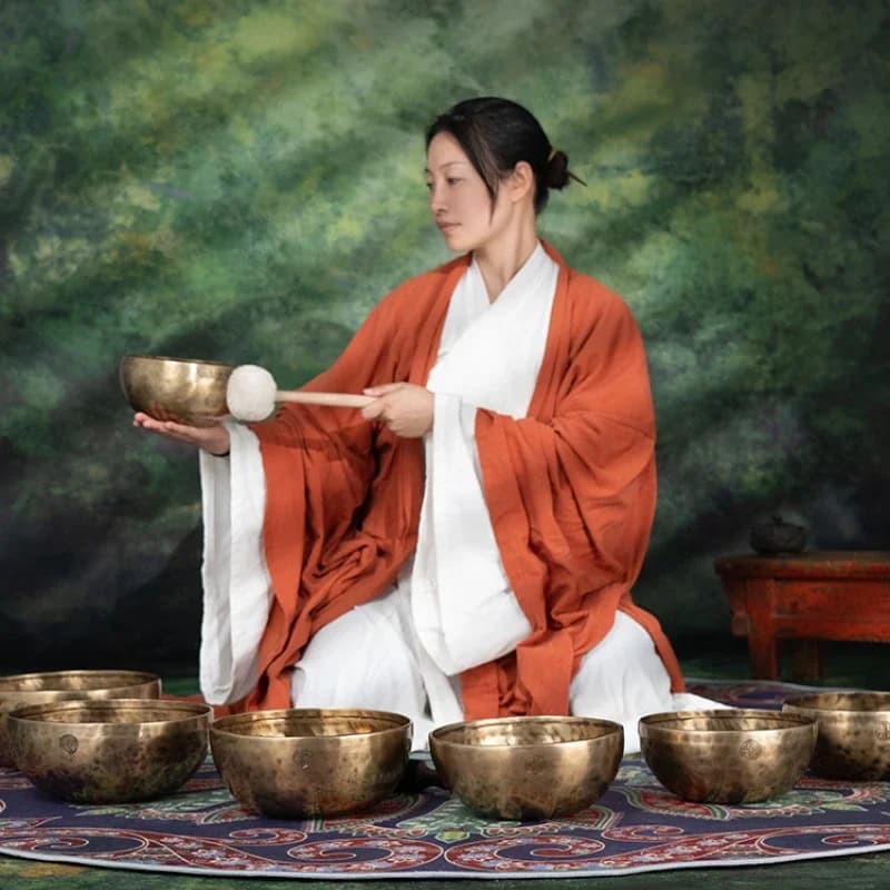 Handmade Singing Bowl Meditation Sound Bowl Healing Copper Singing Full Moon Singing Combination Set