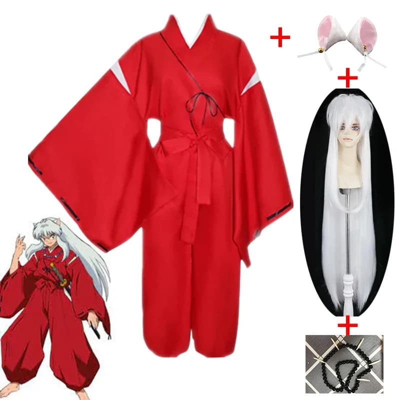 Halloween Inuyasha Carnival Adult Fun Costume Ear Necklace Hair