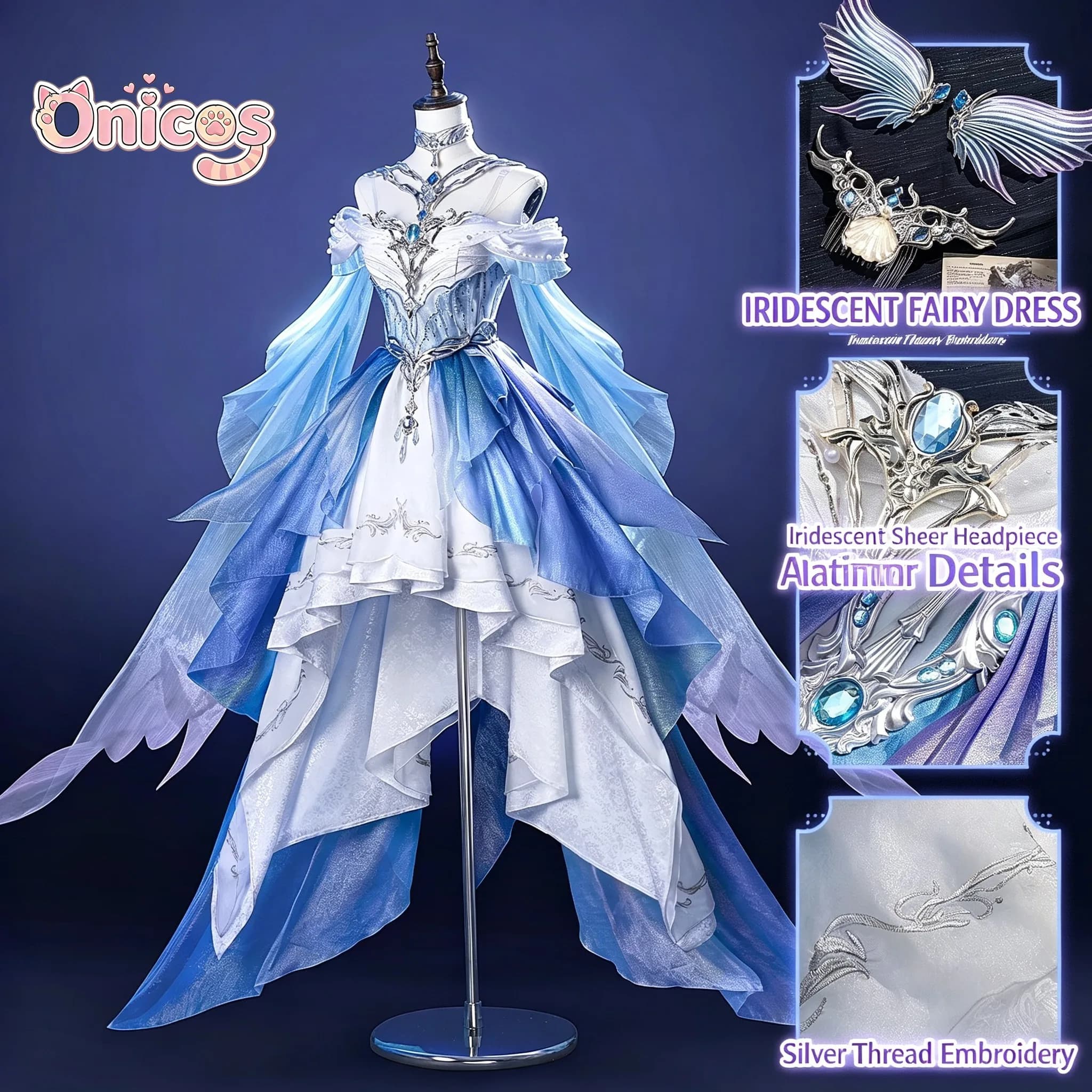 Love and Deepspace Female Lemuria Battle Outfit Cosplay Costume Rafayel‌ Neptune: Silent Sea, Silken Waves Gorgeous Dress Onicos