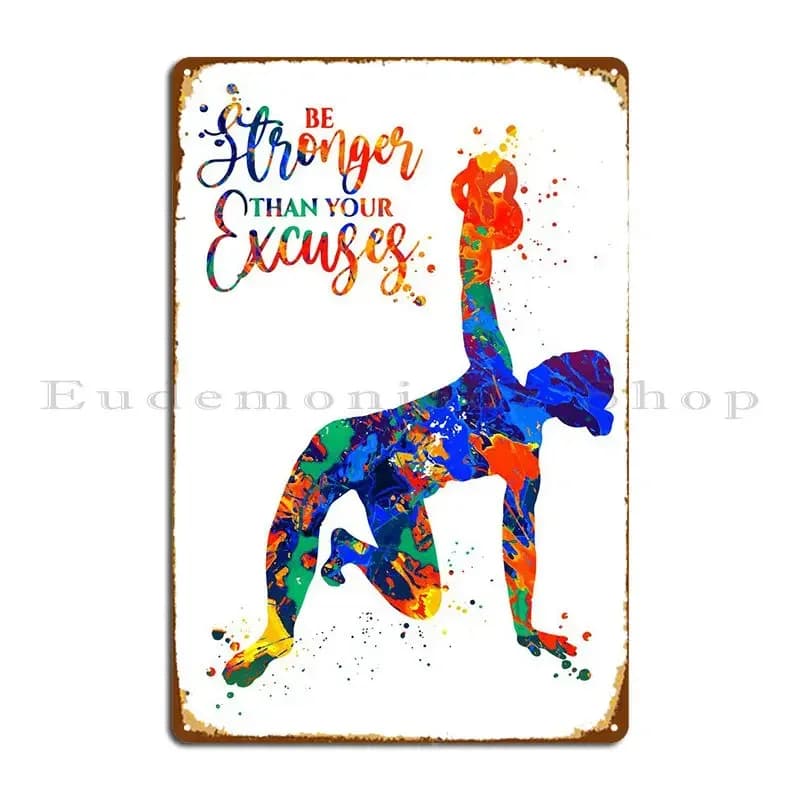 Kettlebell Be Strong Quote Metal Plate Wall Grotto Home Cooking Club Metal Plate Poster