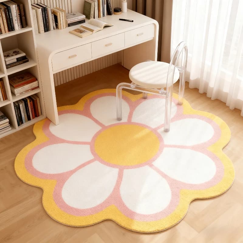 Tappeto Soffice e Morbido in Imitazione Cashmere con Motivo Floreale Semplice per Soggiorno e Camera da Letto, Tappetino per Tavolino, Tappeto per Divano, Decorazione per la Casa