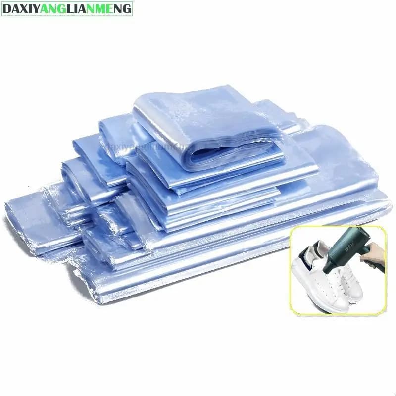 100 pezzi in PVC sacchetto termoretraibile scarpa membrana trasparente sacchetti per imballaggio di stoccaggio cosmetico sacchetto termoretraibile a caldo pellicola sigillante antipolvere