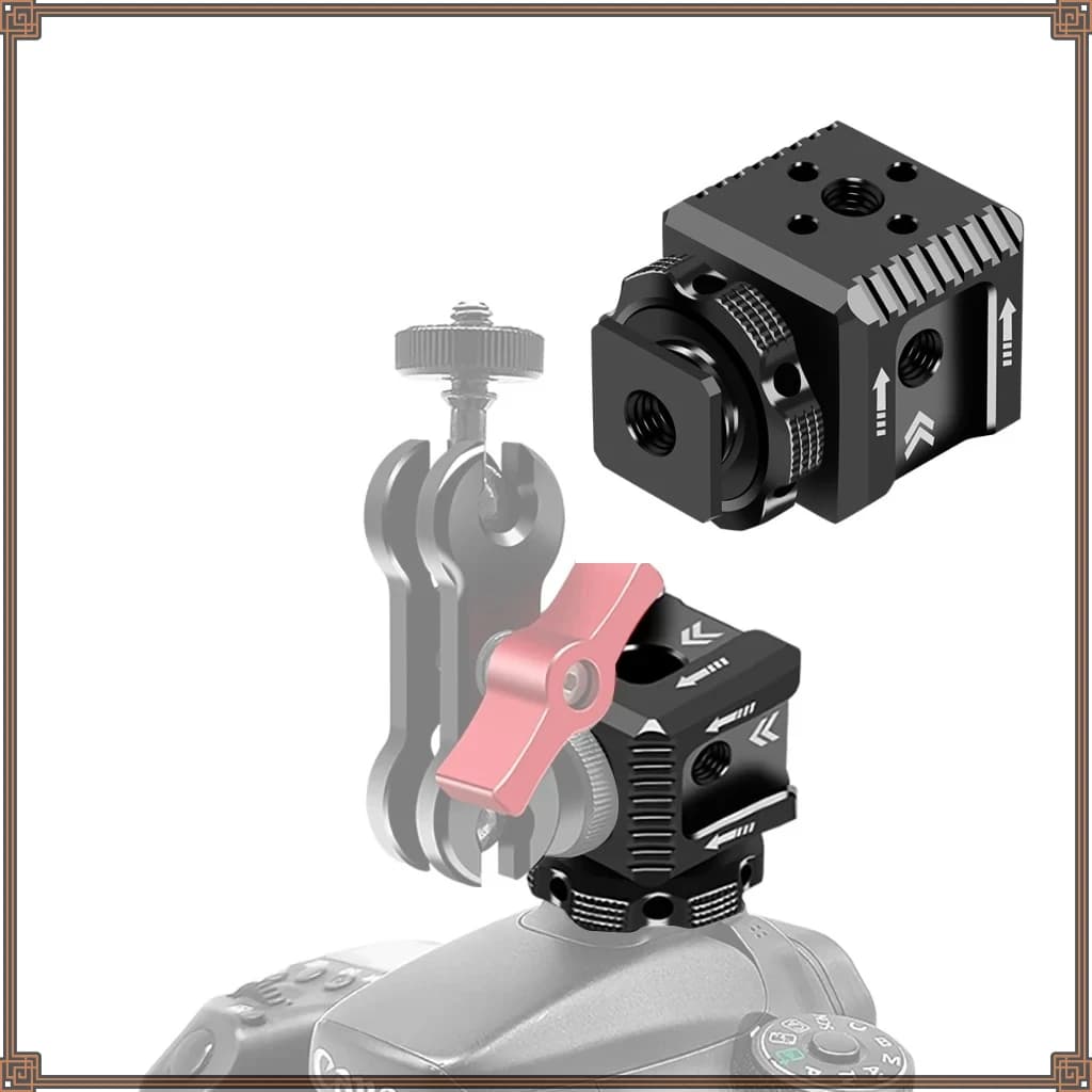Cold Shoe Multi-Head Extension Adapter Monitor Flash Light Stand Holder with 1/4 3/8 Screw Holes for Canon Nikon Sony SLR Camera