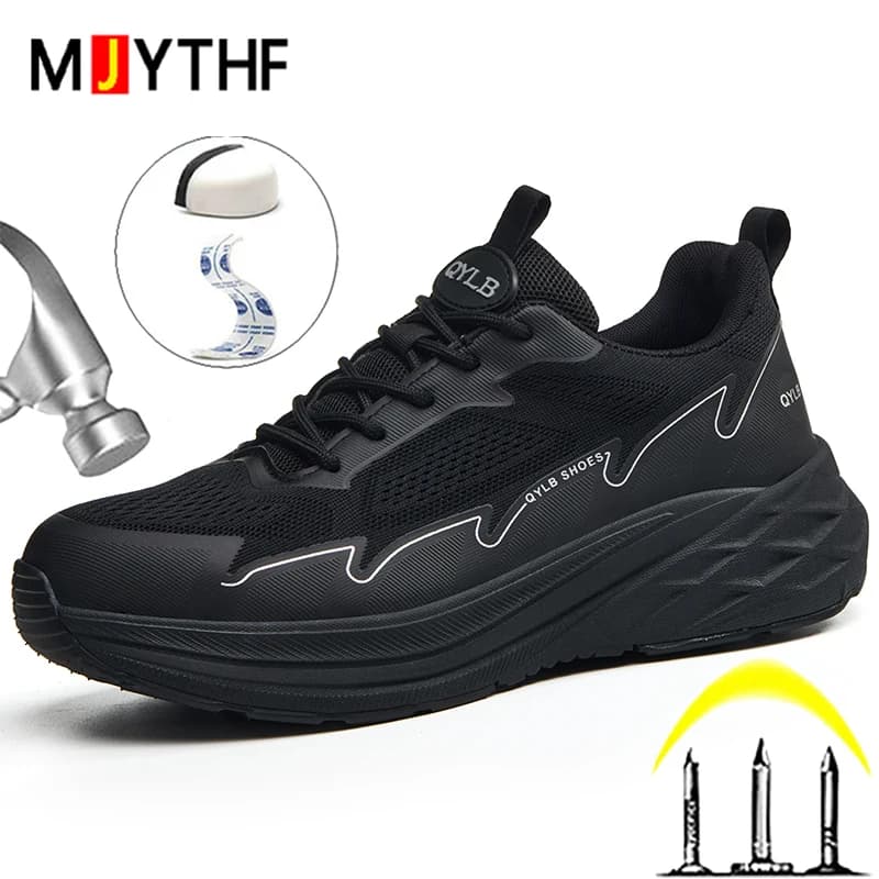 Scarpe antinfortunistiche leggere e confortevoli da uomo Scarpe da lavoro antiforatura anti-sfondamento Scarpe da ginnastica di sicurezza Scarpe di protezione antiscivolo Traspiranti