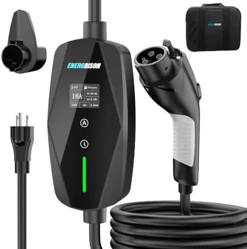 Level 1 and 2, 16A 110V-240V NEMA 6-20, 25-foot cable, J1772 Portable Auto Charger for Home
