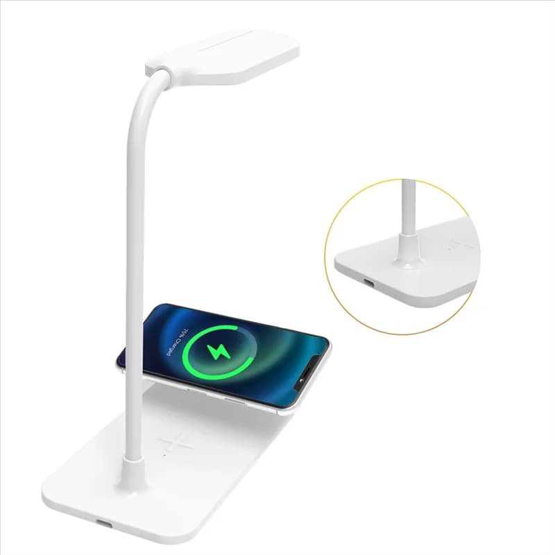 TFORU-15W Lampada da scrivania a LED Lampada da scrivania con ricarica wireless Luce regolabile Protezione per gli occhi Lampada da scrivania Flessibile attivata dal tocco Bianco