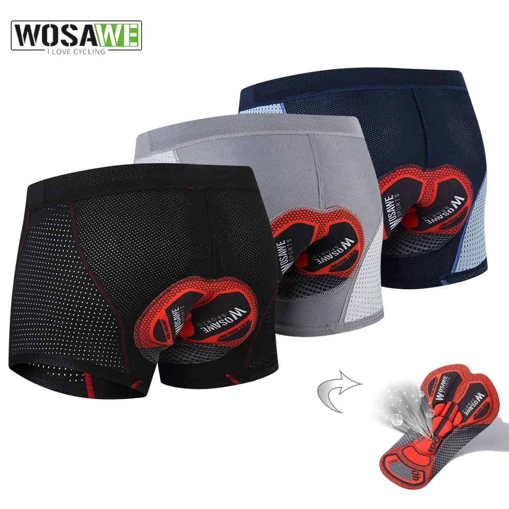 WOSAWE Men's Underwear Cycling With 5D Anti-shocket ice cream MTB Bike underwater cycling shorts on road cycling equipment
