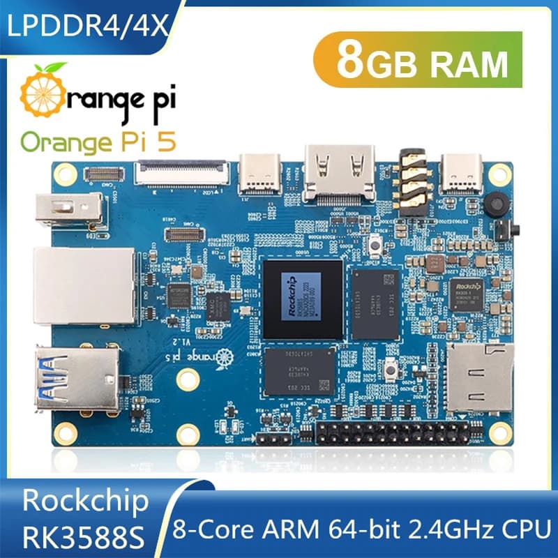 Orange Pi 5 8GB Scheda Modulo RK3588S con WiFi+BT Esterno, SSD, Gigabit Ethernet, Computer per Esecuzione Android Debian OS per Orange Pi 5