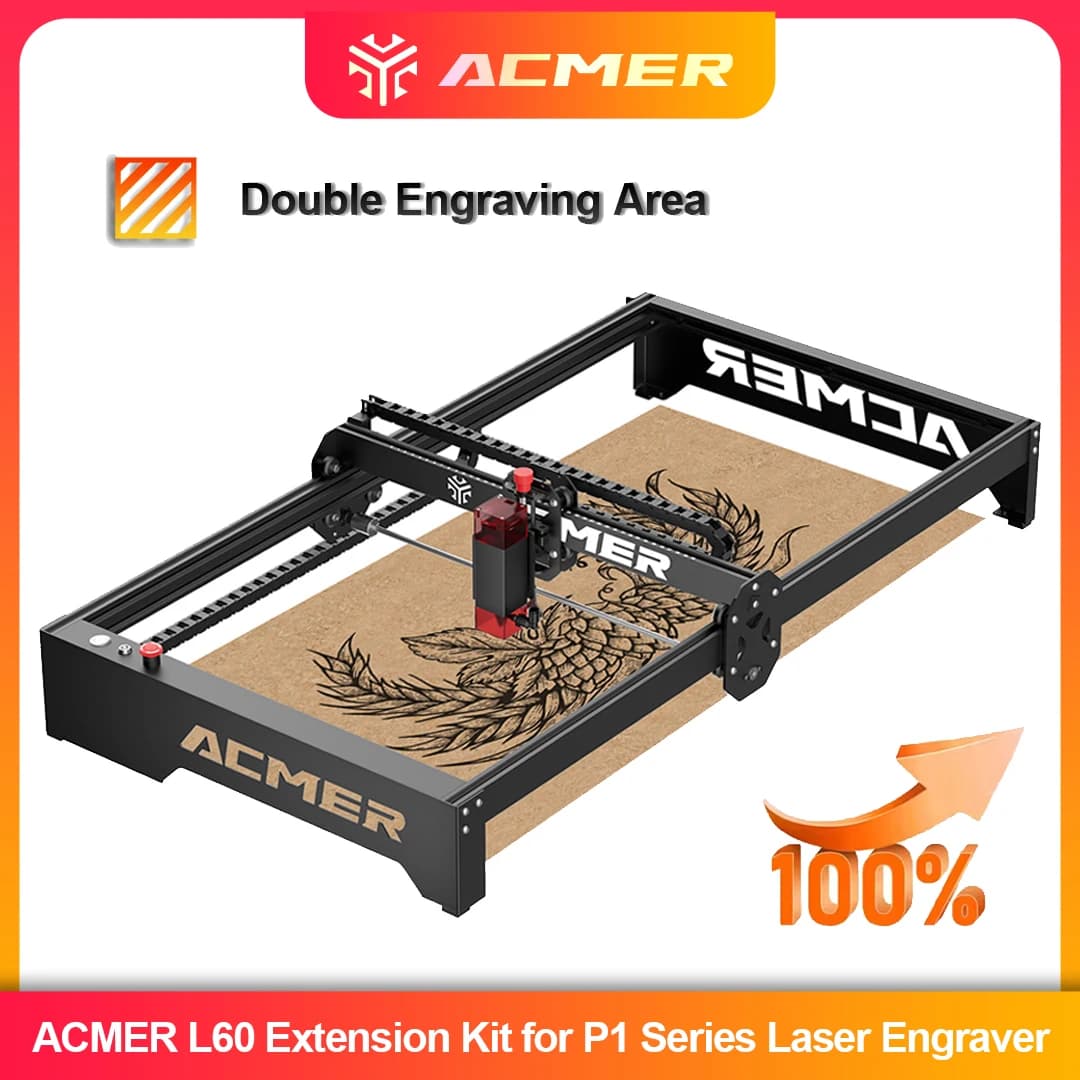 P1 L60 Fai-da-te Aluminium Exterior Frame Kit, Dual 800x400mm Engraving Area for Laser Engraver ACMER P1 Series