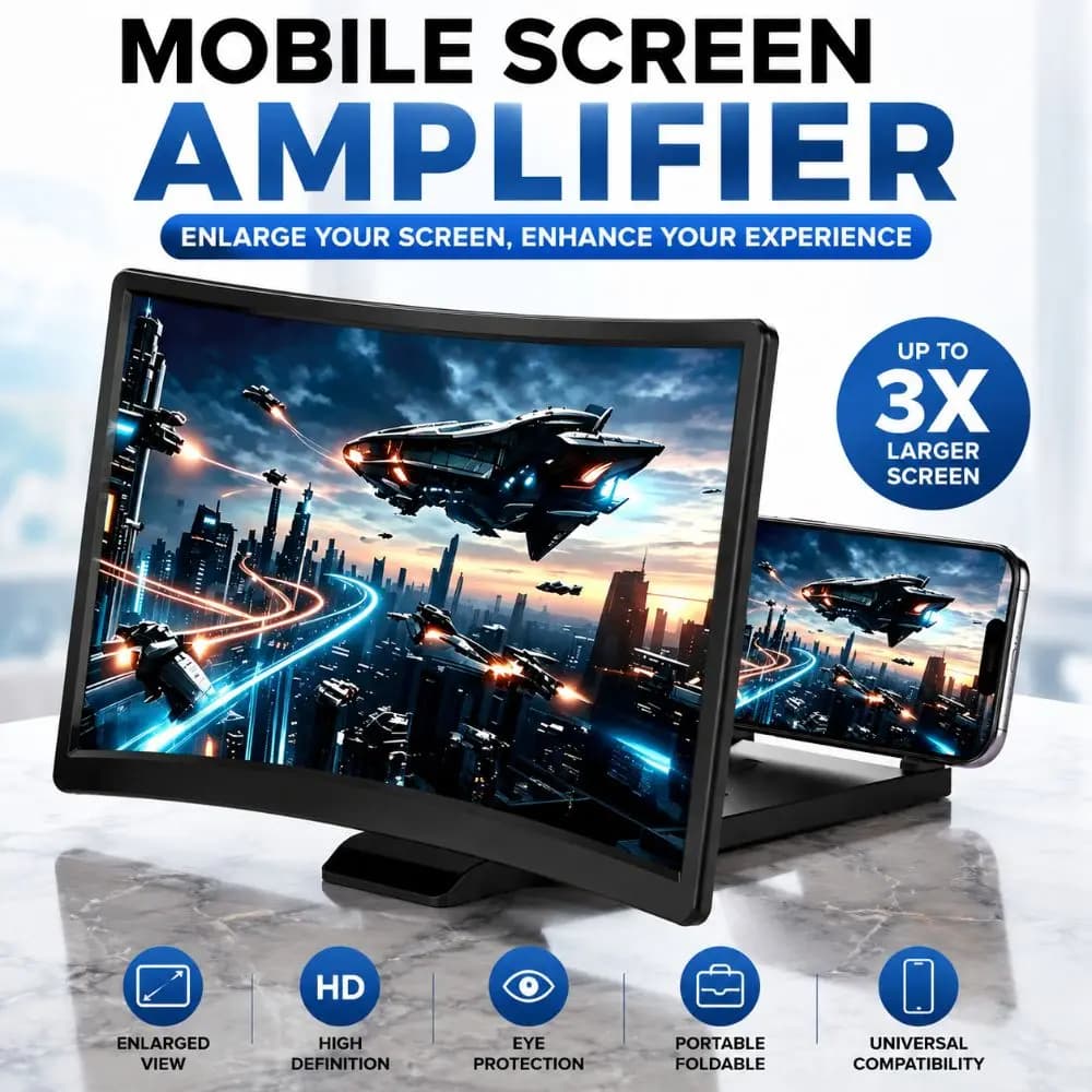 12 Inch 3D Screen Magnifier Bracket Curved Fresnel Lens Phone HD Screen Magnifier Ultra-Clear Anti Broken Expander Projector