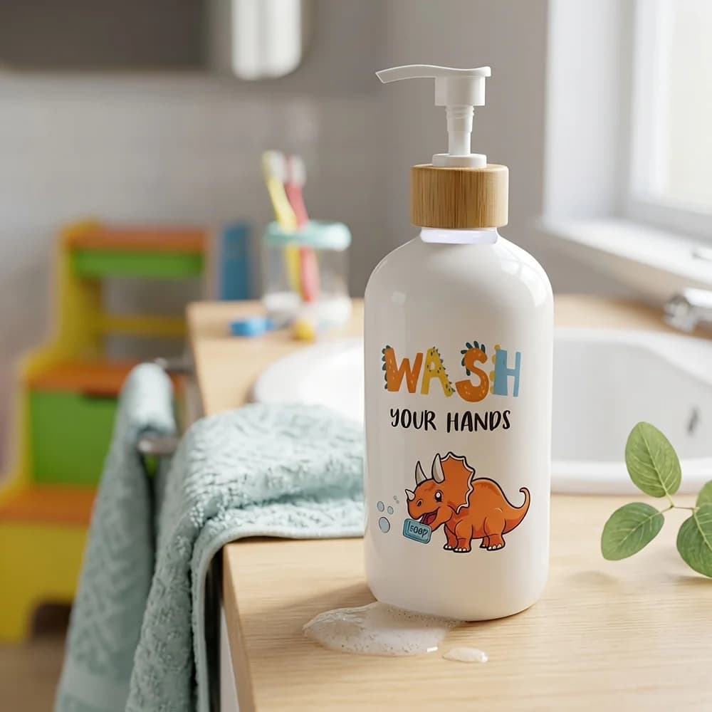 Dispenser di Sapone per Bagno, Dispenser di Sapone Liquido in Plastica a Forma di Dinosauro con Pompa per Cucina, Lavaggio Mani, Bagno dei Bambini, Piano di Lavoro