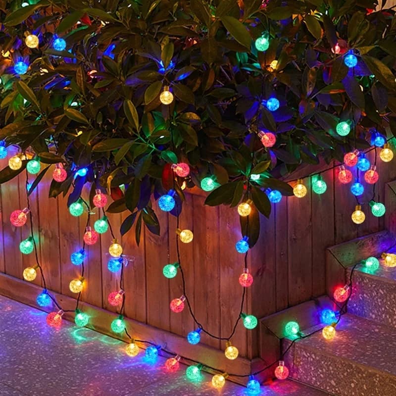 Luci a Corda con Sfere di Cristallo LED a Energia Solare per Giardino e Feste all'Aperto 20/30/50/100/200 LED