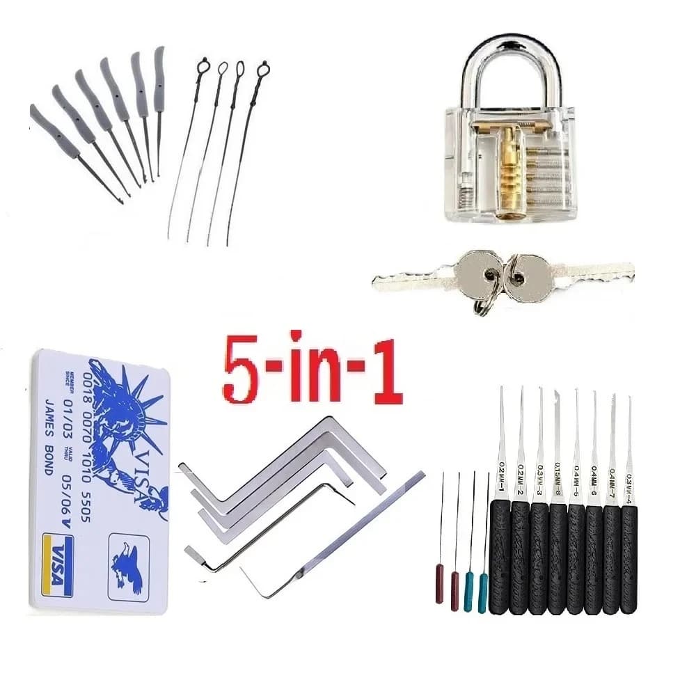 5IN1 Broken lock take out tool Set Stainless Steel Double Row Tension Removal Hooks Locksmith Tools
