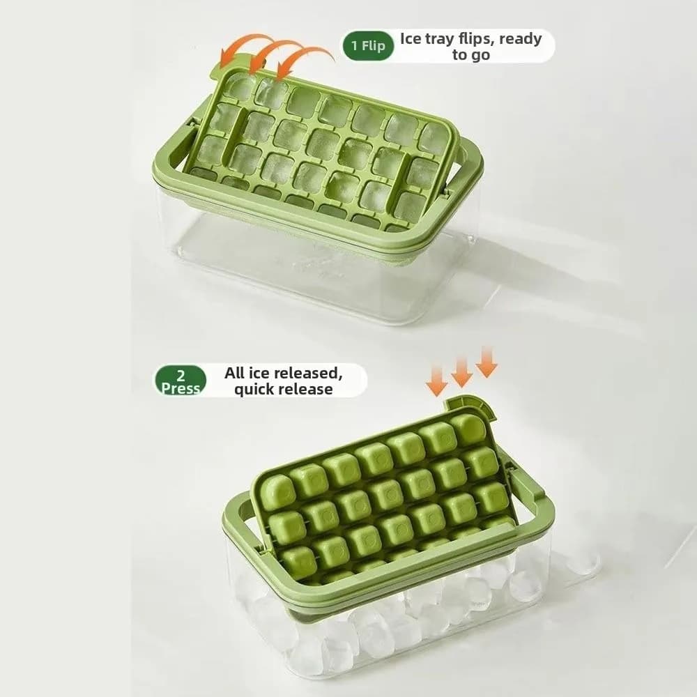 Stampo per cubetti di ghiaccio da 28/56 celle con coperchio e paletta, contenitore riutilizzabile per la conservazione del ghiaccio, vassoio per ghiaccio a strato singolo/doppio con sistema di rimozione a pressione