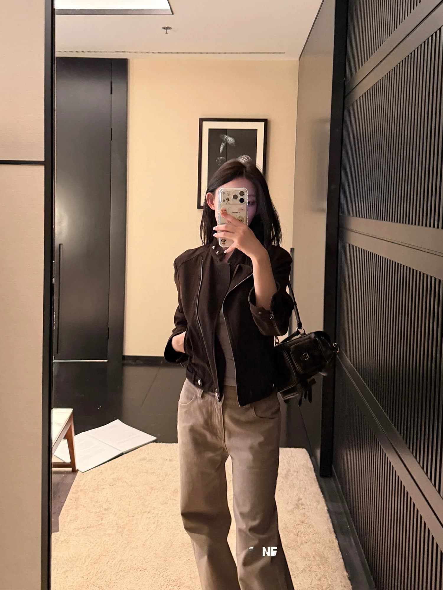Washed PU Leather Biker Jacket Women's Slim Fit Spring Cool Vintage Top Zipper Asymmetrical Door Design Casual Long Sleeve