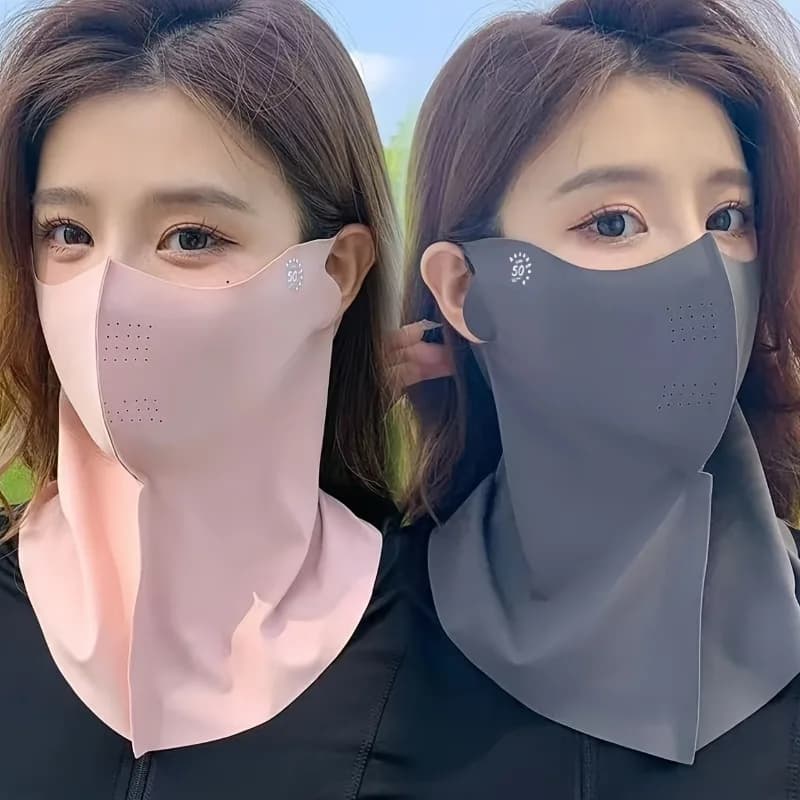 Set di 2 maschere e sciarpe antivento da donna, protezione UV per ciclismo all'aperto, copertura per viso e collo, sciarpa traspirante rinfrescante per l'estate