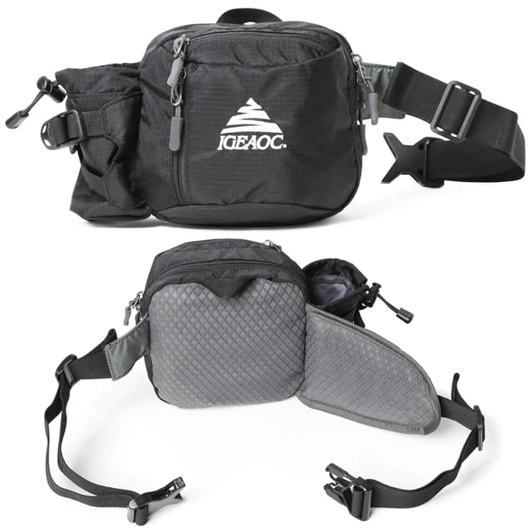 Water-Resistant Hiking Waist Bag IGEAOC Outdoor Sports Running Belt Bag Men's Women's Convenient Carry Design Nylon Material