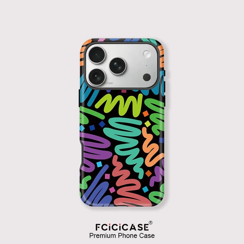 Fcicicase Cassa Del Telefono Per iPhone 16 Pro Max 15 14 13 12 11 17 Aria Per Magsafe Lusso Magnetico Antiurto Linee Colorate Copertura