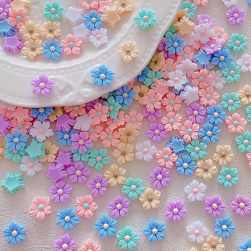 30PCS Luminous 3D Acrylic Flower Nail Art Charms Accessories Glow In The Dark Nails Decoration Supplies Material Manicure Decor