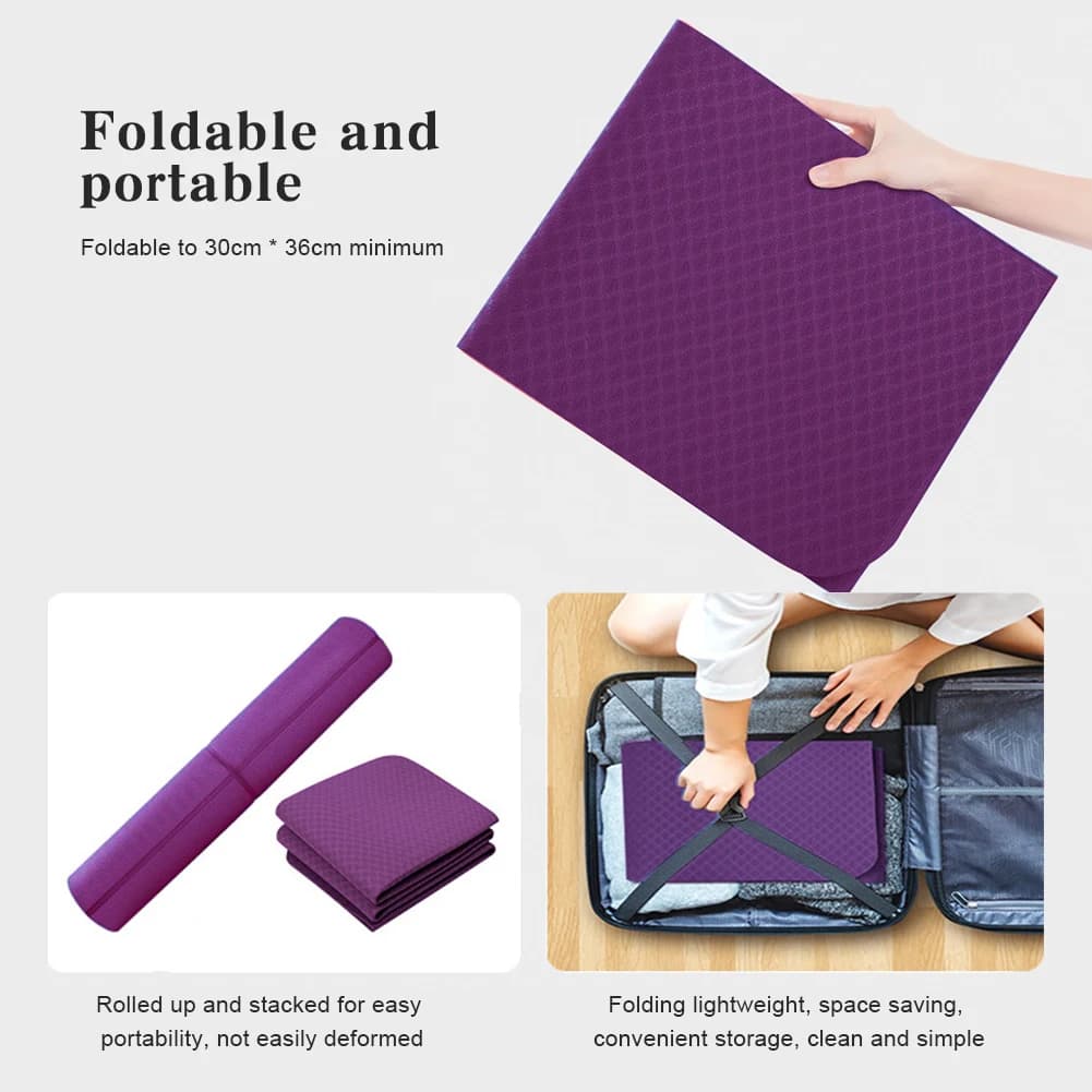 Foldable Yoga Mat, Fitness Exercise Mat, Double Face Travel Mat for Yoga, Pilates and Training on Earth