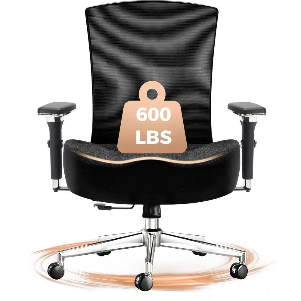 Office Chair Ergonomics in Network for High and Robust People, Capacity 270 kg, W Shape Bearing, 4D Arms, Lumbar Support