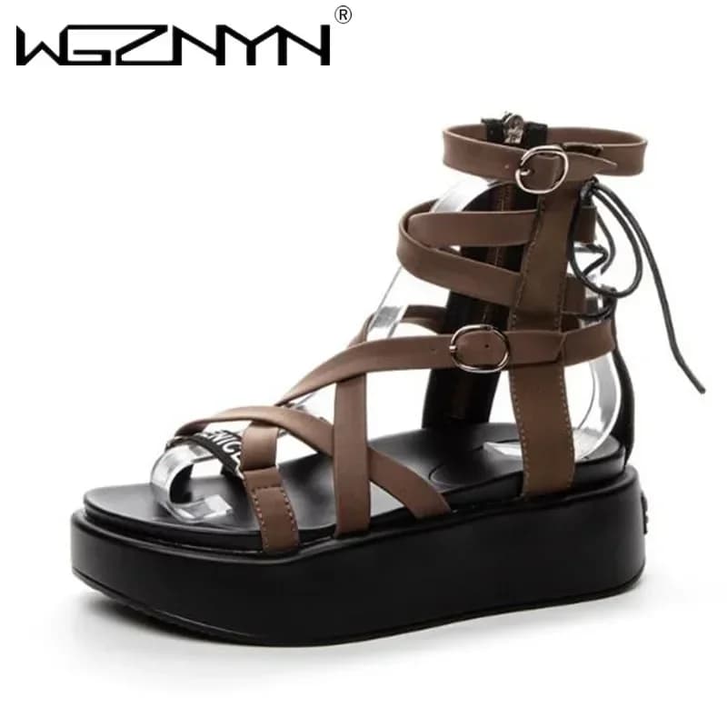 Sandali con tacco alto Donna Scarpe di cristallo 2026 Zeppe estive 7.5CM Sandali con plateau alti ZIP Chunky Beach Sneakers Sandalias Mujer