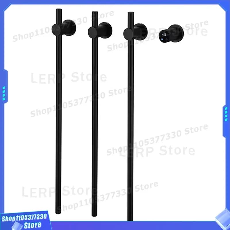 304 Stainless Steel Electric Towel Rack Matte Black Vertical 80.5cm Hidden Wall Mounted 3 Round Bars Bathroom Heating Rail