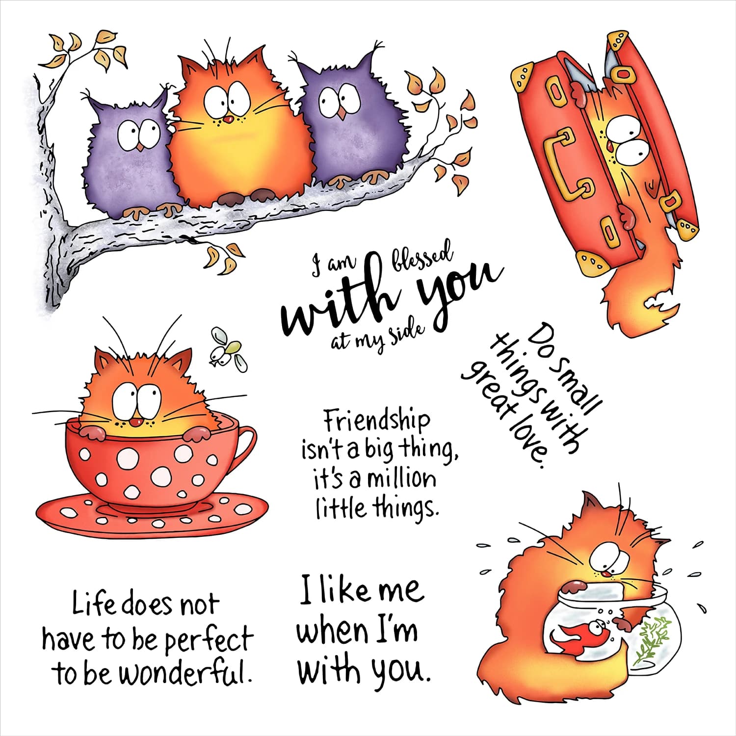 Mango Kawaii Fatty Cats gufo fustelle timbro trasparente fai da te Scrapbooking Stencil Decor Metal Dies timbri in Silicone per la creazione di carte