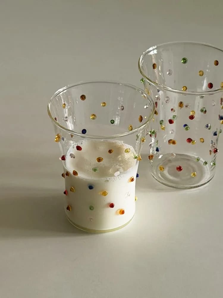 New Creative Handmade Colored Candy Bean Water Cup Net Ruby Glass Glass Ins Milk Coffee Cup Mainland China Cups