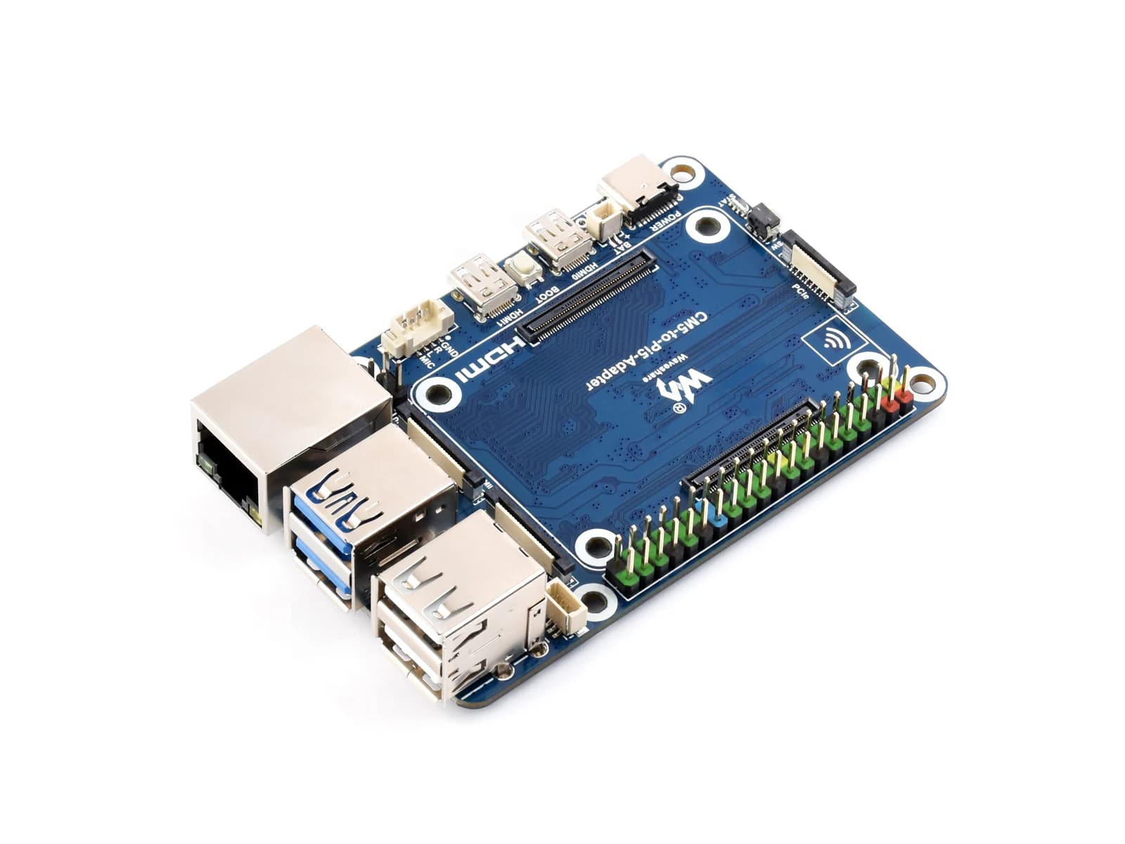 CM5 to Pi 5, adapter board for Raspberry Pi 5, integrated audio header, supports the microphone connection, suitable for all CM5