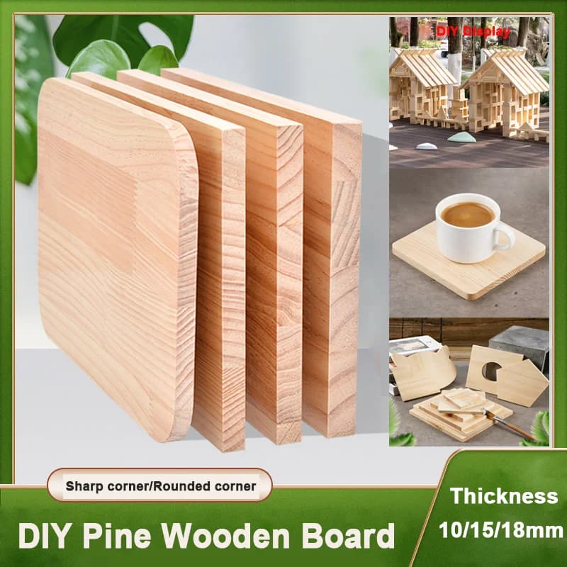 Blocchi di Legno di Pino Quadrati Non Finiti con Angoli Affilati/Arrotondati per Pirografia, Pittura, Intaglio, Fai-da-Te, Materiali e Forniture