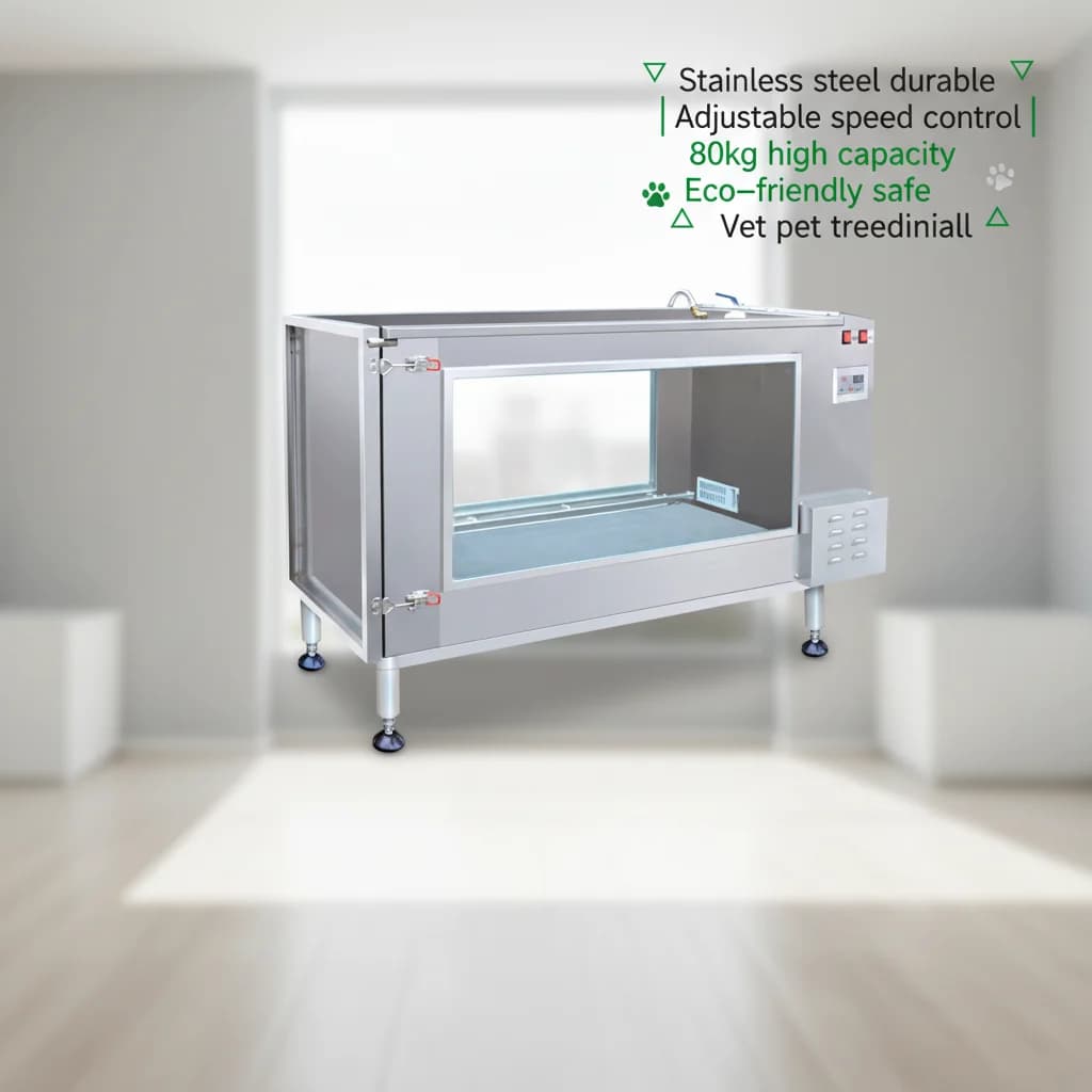 Veterinary Dog Treadmill 1.6mm Running Belt Thickness 2HP Peak Motor Adjustable Speed 0.8-12km/h 80kg Capacity