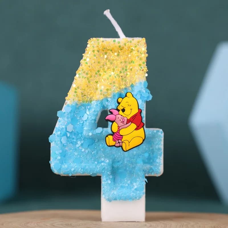 Simpatica candela digitale Winnie The Pooh numero 0-9 Forniture per decorazioni per torte di compleanno per bambini Forniture per accessori per feste anime per cartoni animati
