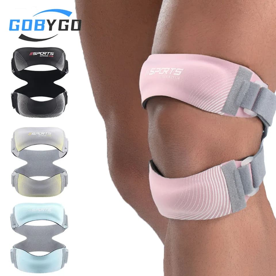 GOBYGO 1 Pezzo Fascia per Rotula Sportiva, Ginocchiera a Compressione Stabilizzante, Assorbimento degli Urti, Ginocchiera Regolabile per Basket