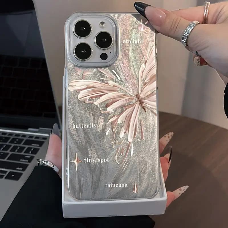 Custodia per telefono alla moda con motivo a farfalla in oro grande per iPhone 16 14 13 16E 12 11 15 Pro Max SE XR X XS MAX 7 8 Plus Cover