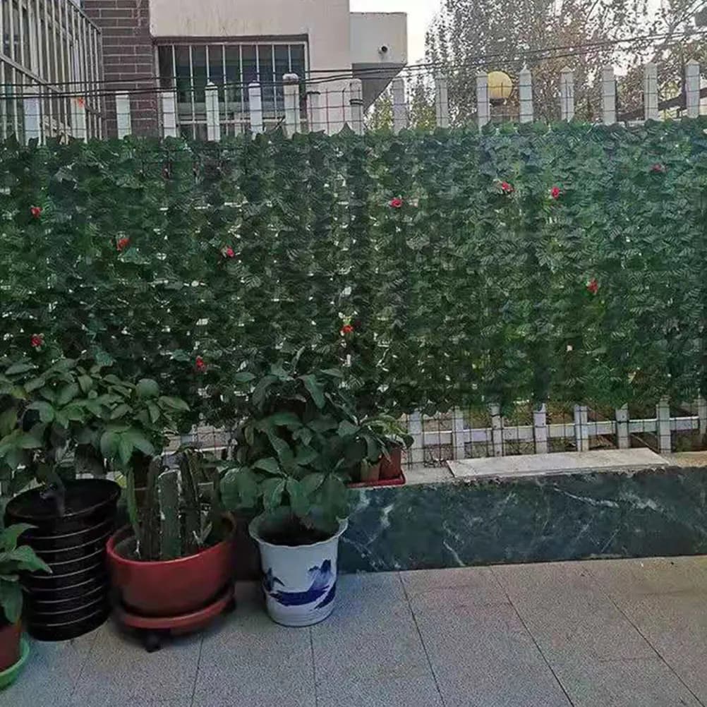 1 Pezzo Recinzione Decorativa con Foglie Verdi Artificiali, Realistica e Simile a una Vera, per Giardino, Balcone, Cortile, Uso Esterno e Interno, Ecologica