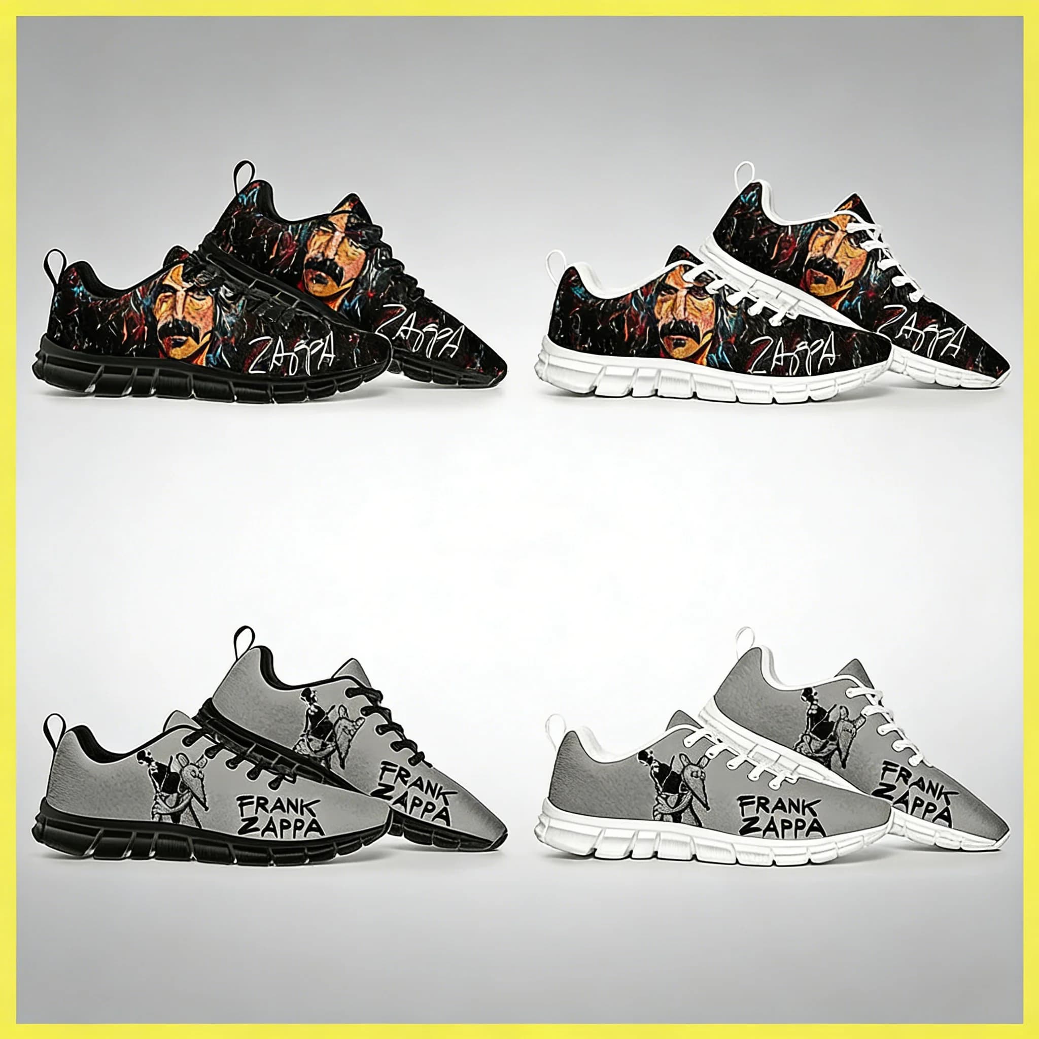Sneakers Personalizzate Frank Zappa Traspiranti a Profilo Basso Scarpe per Coppie Musicista Rock Casual con Fascia Elastica in Poliestere