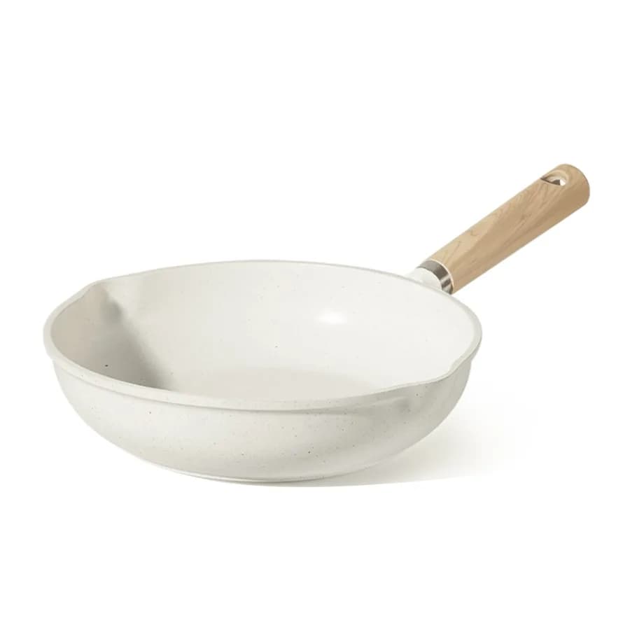 Nonstick Frying Pan 9.5" Skillet With Induction Egg Omelet Pan Non-Stick Chef's Pan Compatible for All Stoves Bon Appetit White