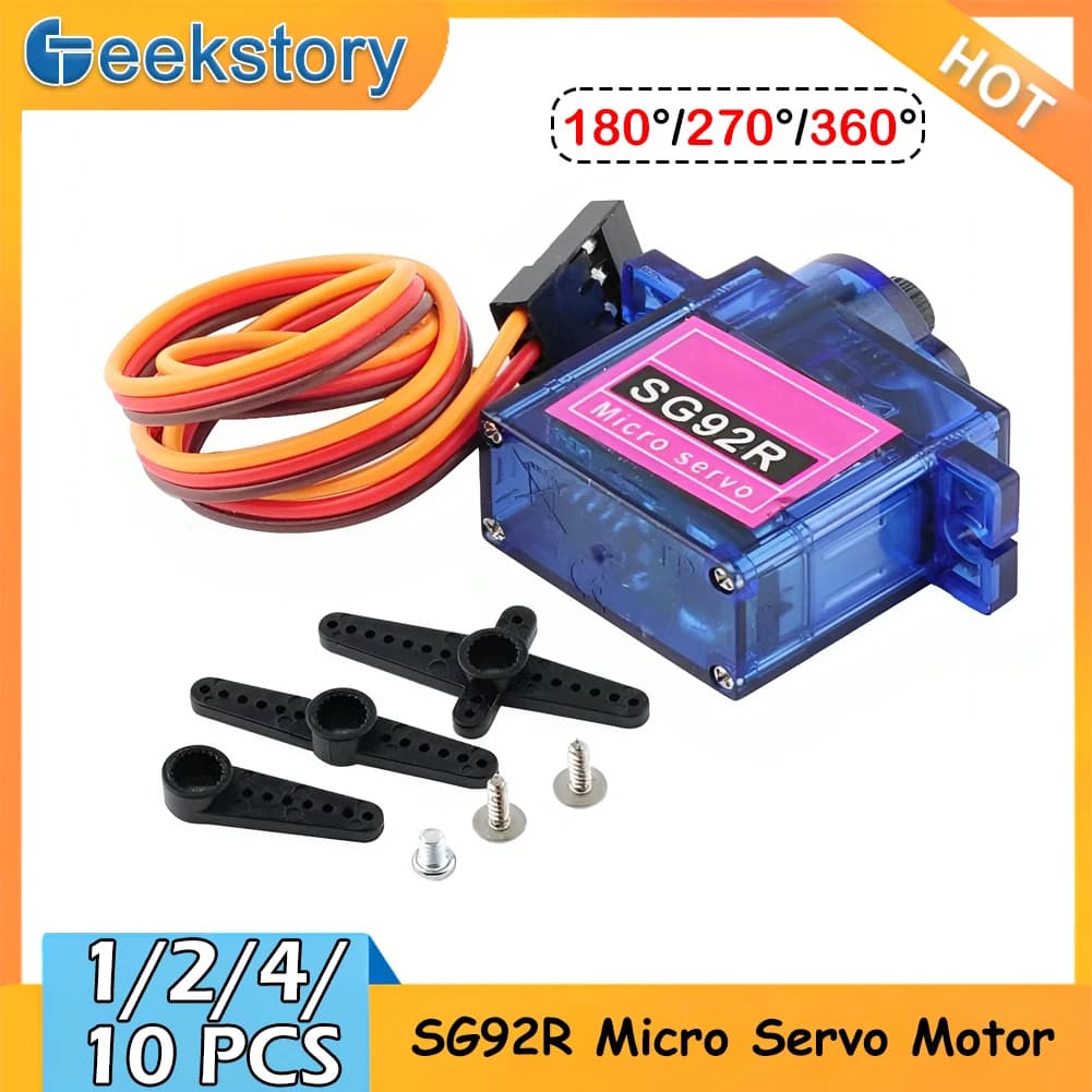 1/2/4/10 Pezzi SG92R Servomotore Analogico Micro da 9g con Rotazione Continua a 180/270/360 Gradi per Aeroplani RC, Elicotteri, Auto, Barche, Robot