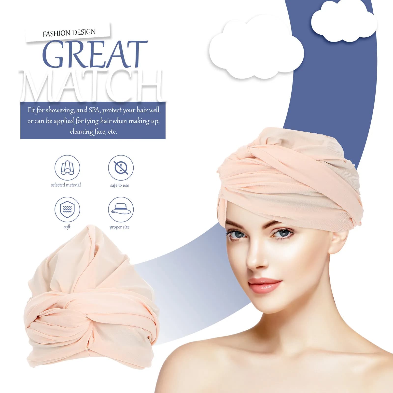 Cuffia da Nuoto Extra Large Impermeabile da Donna in Silicone con Design Arricciato e Annodato per Capelli Lunghi, Trecce e Dreadlock - Ideale per Nuoto e Spa