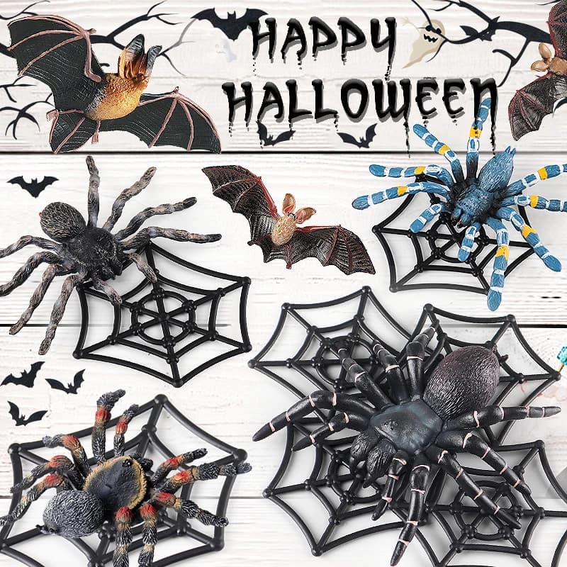 Oenux Insetti Animali Modello Ragnatela Scorpione Pipistrello Action Figures Figurine in miniatura Simpatico giocattolo educativo per bambini Regalo di Halloween