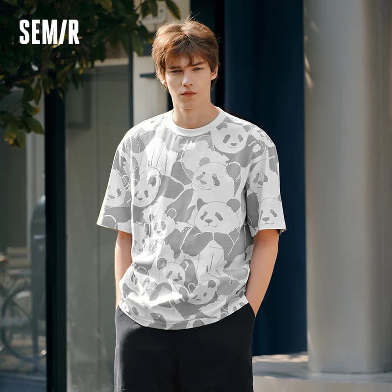 T-shirt da uomo con stampa panda Semir 2025 T-shirt estiva con design grafico completo di tendenza cinese per gli amanti dello streetwear