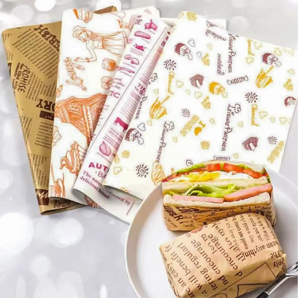 Carta da imballaggio per Sandwich carta per Hamburger a prova di olio vassoio a prova di olio piatto da forno per pane in carta Pad carta per padella ad aria carta